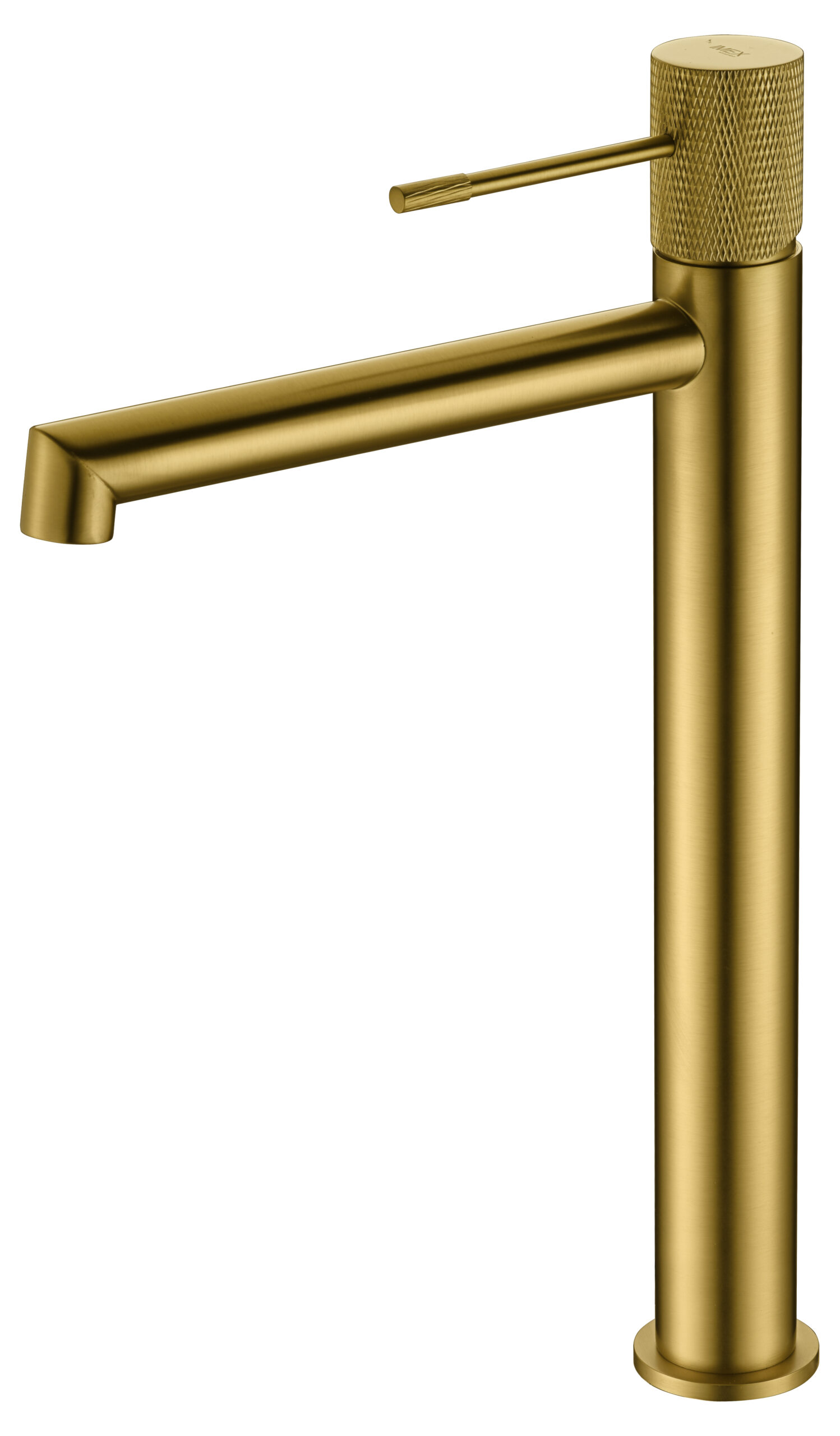 Monomando de lavabo caño alto oro cepillado serie Line