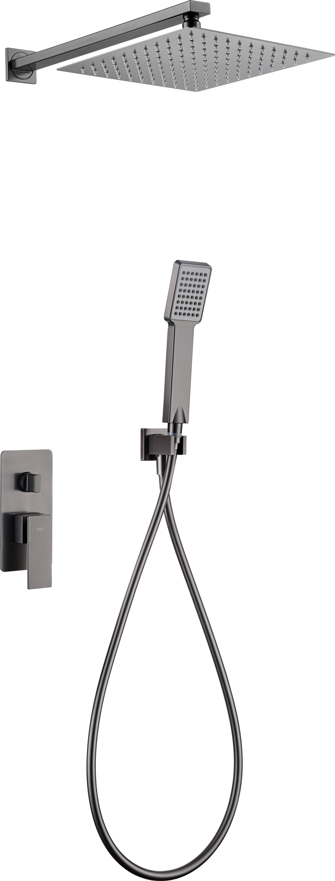 Black gun metal built-in single-lever shower set Pisa series - Imex Products